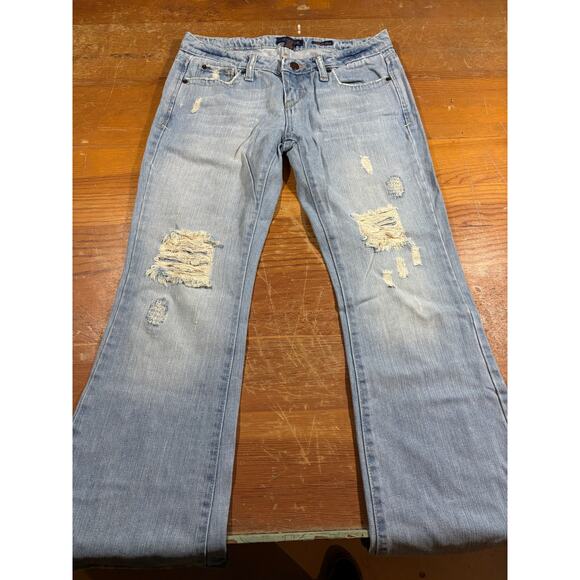 Aéropostale Authentic Flare Jeans Women’s/Juniors 3 Short Light Wash Distressed - Picture 1 of 5